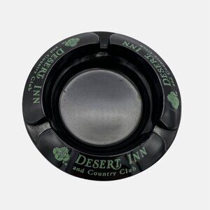 Vintage Desert Inn & Country Club Black Glass Ashtray Las Vegas Nevada 4.25"